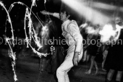 AR97-1-12 "Sparkler Man" at the I.T. Launch, Roundhouse. This is a one second hand-held photo with a flash from someone else's camera